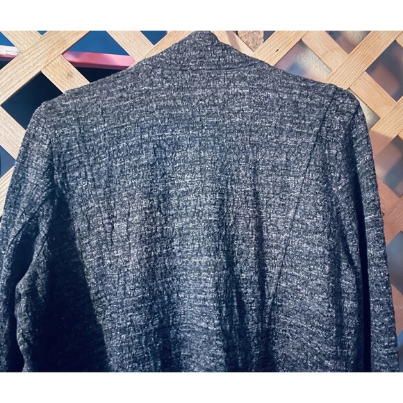 EILEEN FISHER Marled Dark Gray Draping Lagenlook Open Front Cardigan Sweater L - Picture 10 of 12